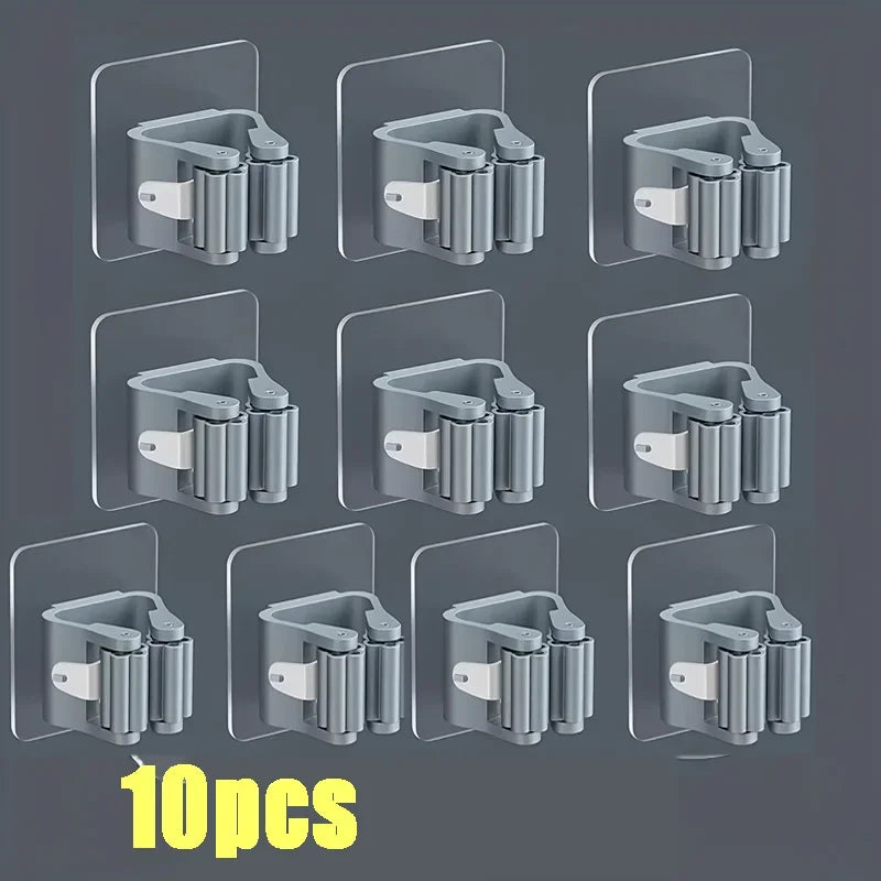 Self-Adhesive Wall-Mounted Mop & Broom Holder