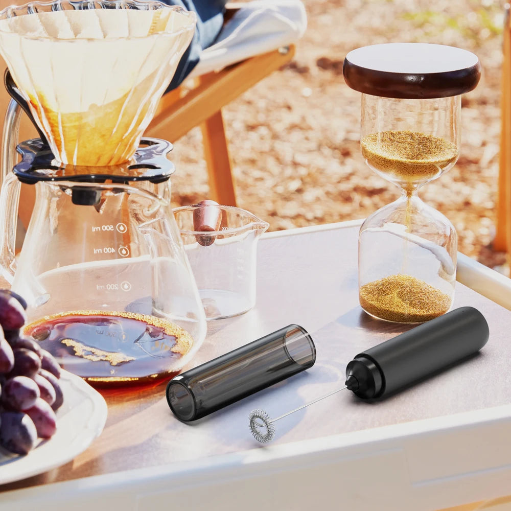 Electric Milk Frother USB Rechargeable, Portable with Storage Sleeve, Efficiently Creates Dense Milk Foam for Coffee, Latte