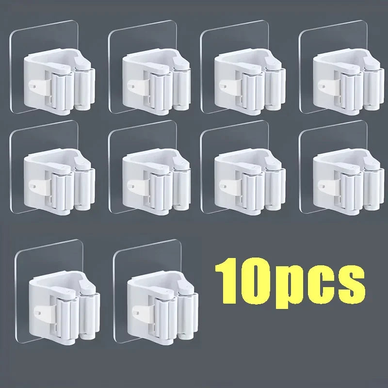 Self-Adhesive Wall-Mounted Mop & Broom Holder